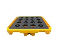 Pallet industriale di contenimento delle fuoriuscite con scarico, piattaforma di sicurezza impilabile per petrolio e tamburi chimici, vassoio modulare per la sicurezza del magazzino e della fabbrica