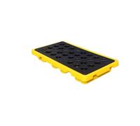 Pallet industriale di contenimento per sversamenti con scarico e accesso per carrello elevatore, design modulare per la sicurezza nello stoccaggio di prodotti chimici, ve,Yellow-90 L/130X68X17.5 CM