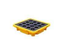 Pallet industriale di contenimento per sversamenti con scarico e accesso per carrello elevatore, design modulare per la sicurezza nello stoccaggio di prodotti chimici, ve,Yellow-43 L/66X66X15 CM