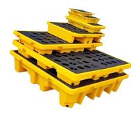 Pallet industriale per il contenimento delle fuoriuscite, vassoio a griglia antiscivolo e a prova di perdite, in polietilene impilabile per lo stoccaggio di sostanze chimiche e la gestione dei rifiuti
