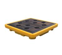 Pallet modulare del tamburo dell'olio del vassoio del polietilene giallo e nero della piattaforma di contenimento delle fuoriuscite con la soluzione impilabile della gestione delle fuoriuscite della