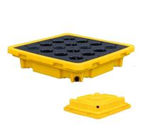 Pallet modulare di contenimento delle fuoriuscite con i contenitori di scarico impilabili del vassoio del barilotto della prova della perdita della base del polietilene del carrello elevatore Catible
