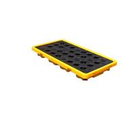 Pallet modulare di contenimento delle fuoriuscite con tasche di scarico e carrello elevatore, vassoio per grata industriale per fusti di olio, secchi di vernice e prodotti chimici, soluzione a prova