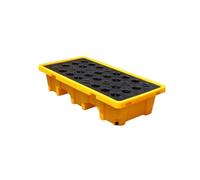 Pallet modulare di contenimento delle fuoriuscite con tasche di scarico e carrello elevatore, vassoio per grata industriale per fusti di olio, secchi di vernice e prodotti chimici, soluzione a prova