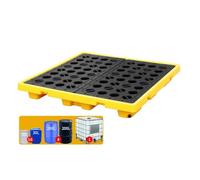 Pallet modulare di contenimento delle fuoriuscite per tamburi, piattaforma di stoccaggio di olio e prodotti chimici, compatibile con carrelli elevatori (128 x 128 x 17 cm), design resistente a tenuta