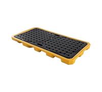 Pallet modulare impilabile di contenimento delle fuoriuscite per 1/2 tamburo - Giallo Accessibile al carrello elevatore vassoio di stoccaggio del tamburo dell'olio piattaforma industriale staccabile