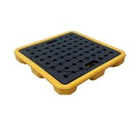 Pallet modulare impilabile per contenere le fuoriuscite, vassoio per olio da 1/2 tamburo con tasche per carrello elevatore, piattaforma rimovibile per garage uso industriale, giallo, 68 x 68 x 10 cm