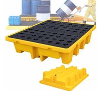 Pallet modulare per Il contenimento di sversamenti in Magazzini e fabbriche, Struttura Resistente in polietilene per la Sicurezza dei fusti di Petrolio.
