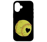 Pallina a forma di cuore da softball con scritta Custodia per iPhone 16