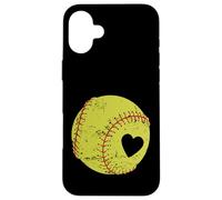 Pallina a forma di cuore da softball con scritta Custodia per iPhone 16 Plus