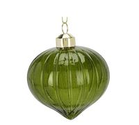 Pallina Albero Di Natale In Vetro A Goccia Rigata d8cm - Trasparente, Rosso, Rame, Verde - Decorazione Natalizia Elegante (Verde)