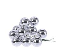 Pallina Albero Di Natale In Vetro Argento Lucido 2.5cm Grappolo Da 12pz