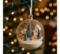 Pallina Albero di Natale in Vetro Trasparente con Casette Innevate all’Interno, Ideale per Decorazioni Natalizie Eleganti e Suggestive Atmosfera Fiabesca 10cm - Varzi dal 1956
