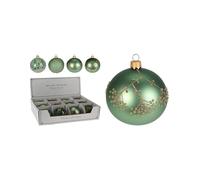 Pallina Albero Di Natale In Vetro Verde Con Glitter Prodotto Assortito (Diametro 10)
