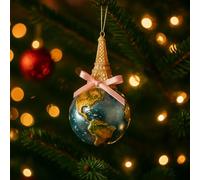 Pallina Albero di Natale Mappamondo con Torre Eiffel, una Decorazione Elegante e Originale per un Tocco di Viaggio al Tuo Albero 15cm - Varzi dal 1956