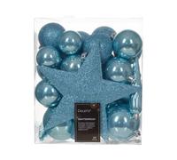 PALLINA BOX 33 ADDOBBI IN PLASTICA PER ALBERO ASSORTITI AZZURRO