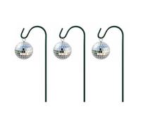 Pallina da discoteca riflettente, da giardino, impermeabile, con gancio in metallo verde e sfera da 3 cm, per patio, giardino, discoteca, decorazione da cortile, gancio superiore, ornamento floreale