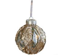 Pallina decorativa da appendere all'albero di Natale, in plastica trasparente, 8 cm, con struttura e glitter dorati sospesi all'interno per un aspetto visivo (D)