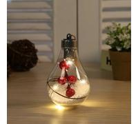 Pallina decorativa natalizia a LED con pulsante integrato, luce a batteria, trasparente, da appendere, per albero, parete, porta o camino, 11 x 7 cm (#4)