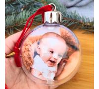 Pallina di Natale con foto o testo - Il mio Primo Natale - Buon Natale - Personalizzabile (1 Pallina)