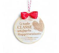 Pallina di Natale in Legno “Ci vuole Classe per fare la Rappresentante” Personalizzabile con Anno Scolastico - Decorazione Natalizia Regalo per Rappresentante di Classe