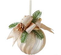 Pallina di Natale in plastica opaca 15x20cm con fiocco pigna rosso oro
