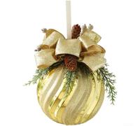 Pallina di Natale in plastica opaca 15x20cm con fiocco pigna rosso oro