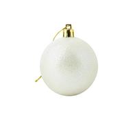 Pallina di Natale in PVC infrangibile con finitura glitterata bianca, 20 cm, decorazione natalizia da appendere all'albero di Natale, ornamento rotondo per la casa e le vacanze