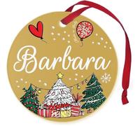 Pallina di Natale Personalizzata con Nome Barbara, Decorazione Natalizia 100% Italiana, colore oro da 8 cm (oro, Barbara)