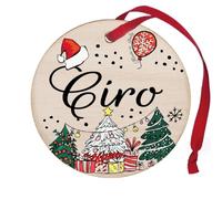 Pallina di Natale Personalizzata con Nome Ciro, Decorazione Natalizia in legno 100% Italiana, cerchietto albero natale da 8 cm (legno, Ciro)