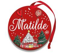 Pallina di Natale Personalizzata con Nome, Decorazione Natalizia 100% Italiana, Rosso, 8 cm (Rosso, Matilde)