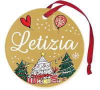 Pallina di Natale Personalizzata con Nome Letizia, Decorazione Natalizia 100% Italiana, colore oro da 8 cm (oro, Letizia)