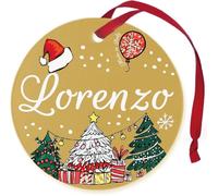 Pallina di Natale Personalizzata con Nome Lorenzo, Decorazione Natalizia 100% Italiana, colore oro da 8 cm (oro, Lorenzo)
