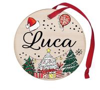 Pallina di Natale Personalizzata con Nome Luca, Decorazione Natalizia in legno 100% Italiana, cerchietto albero natale da 8 cm (legno, Luca)