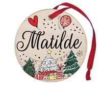 Pallina di Natale Personalizzata con Nome Matilde, Decorazione Natalizia in legno 100% Italiana, cerchietto albero natale da 8 cm (legno, Matilde)