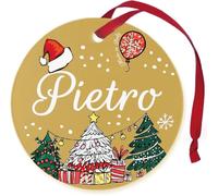 Pallina di Natale Personalizzata con Nome Pietro, Decorazione Natalizia 100% Italiana, colore oro da 8 cm (oro, Pietro)