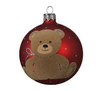 Pallina di Natale Rossa con Orsetto Teddy, Decorazione Natalizia Elegante per Albero, Infrangibile, Idea Regalo Dolce e Tradizionale 8cm - Varzi dal 1956