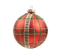 Pallina di Natale tartan in vetro, 10 cm
