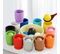 Pallina di ordinamento colorata arcobaleno in tazza Giocattolo Montessori