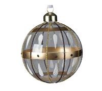 Pallina di vetro decorata 80mm per albero di Natale 3pz