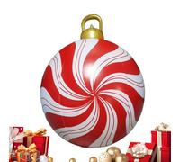 Pallina gonfiabile natalizia a di caramella, 60 cm, alla menta piperita, grande, in PVC, riutilizzabile, per esterni, decorazione natalizia per giardino, decorazione per le festività