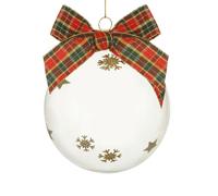 Pallina Natale 10 cm fiocco tartan rosso
