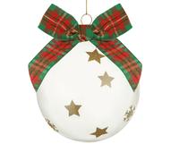 Pallina Natale 10 cm fiocco tartan verde