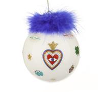 Pallina Natale cuore blu 10 cm Good Luck