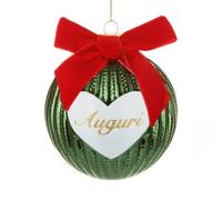 Pallina Natale cuore Merry Christmas 10 cm verde crochet