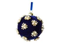 Pallina Natale decorata con perle e velluto, Royal Blue | Accento del nastro per decorare l ' albero delle vacanze e scaffali