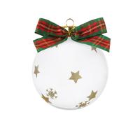 Pallina Natale fiocco tartan rosso 10 cm
