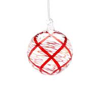 Pallina Natale intrecci rossi 10 cm in vetro