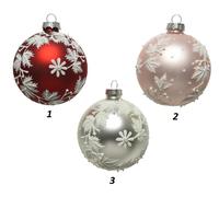 Pallina sfera di vetro decorata 3 colori 80mm 1pz per albero di natale