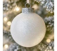 Palline Bianche Grandi per Decorazioni Albero di Natale - Globi di Neve e Fiocchi di Neve in Plastica Infrangibile Extra Large, 120 mm, Glitter, Confezione da 8